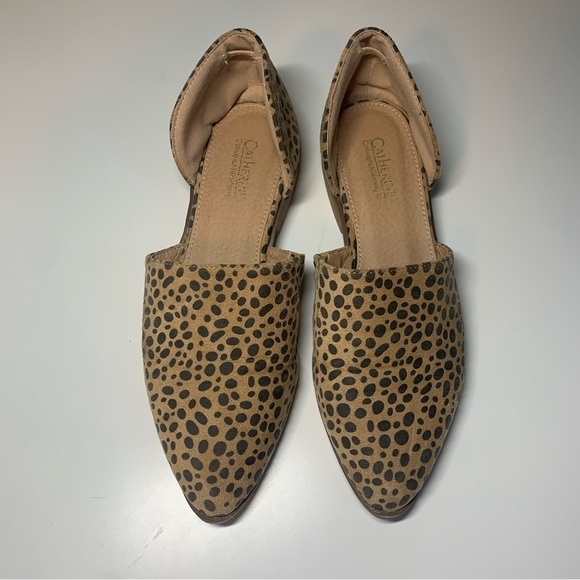 Catherine Malandrino D'Orsay Flats Size 6.5 US Tan Brown Cheetah Print Spotted - Picture 3 of 9
